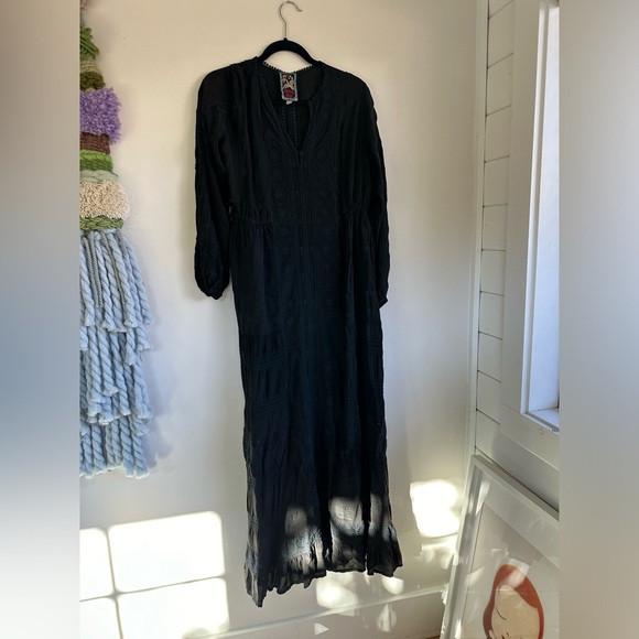Johnny Was Black Mercury Eyelet Lace Maxi Dress Large - Picture 4 of 12